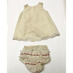 Alexis Vintage Dress Diaper Cover Set Baby Girl M Cream Lace Floral Rosebud